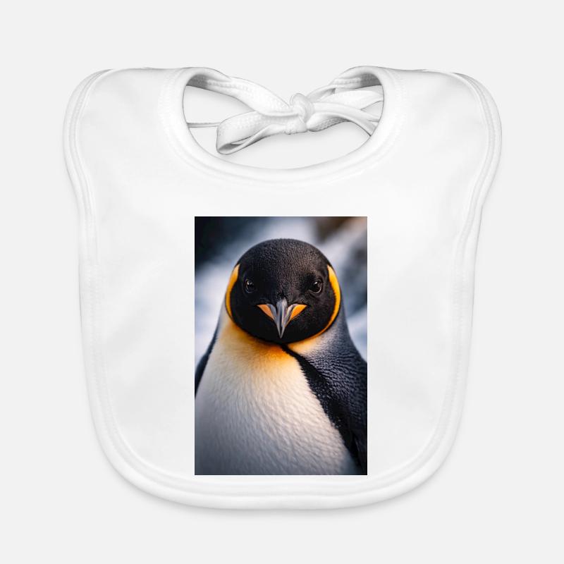 Penguin Gros Plan avec Contraste de Couleur Bavoir bio Bébé