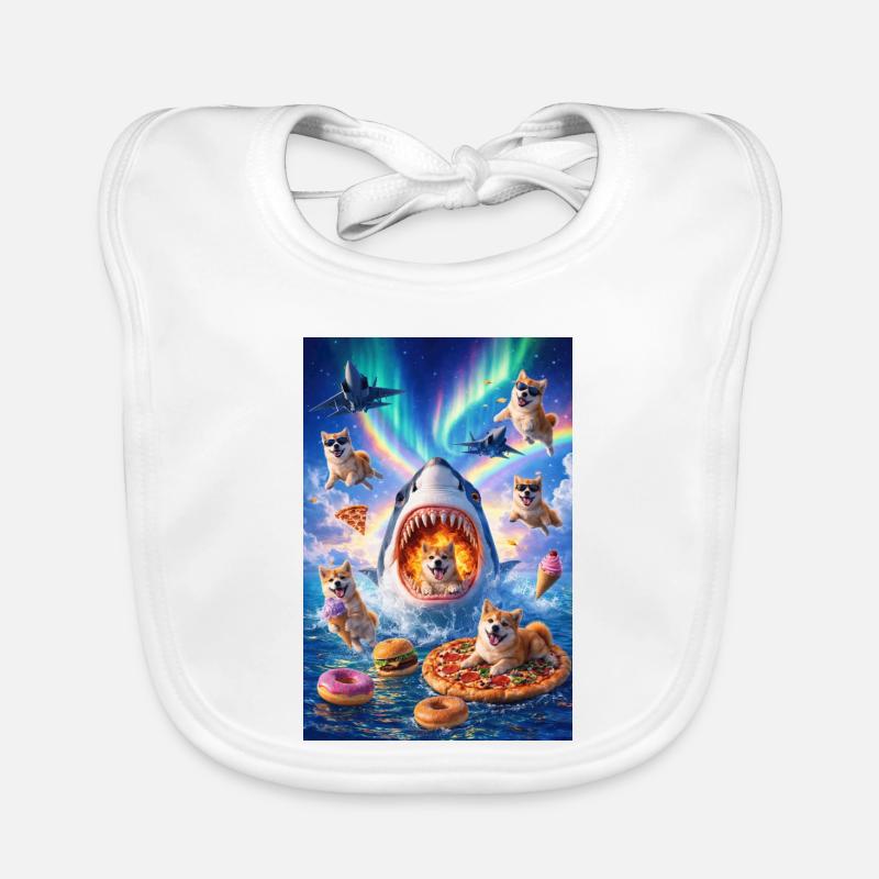 Requin avec pizza et chiens de l’espace Bavoir bio Bébé