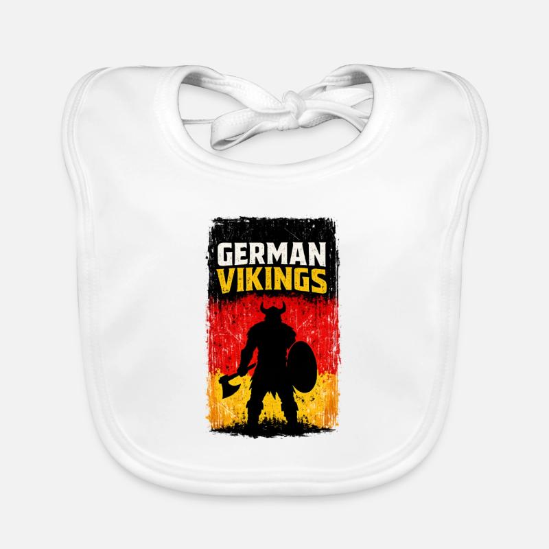 Deutsche Wikinger – Wikingerkrieger-Deutschland-Flagge - Baby Bio-Lätzchen - Weiß