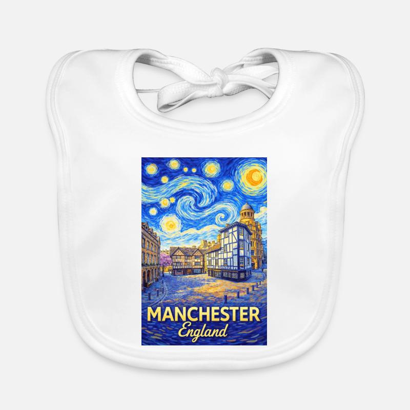 Manchester Angleterre Silhouette nuageuse Bavoir bio Bébé