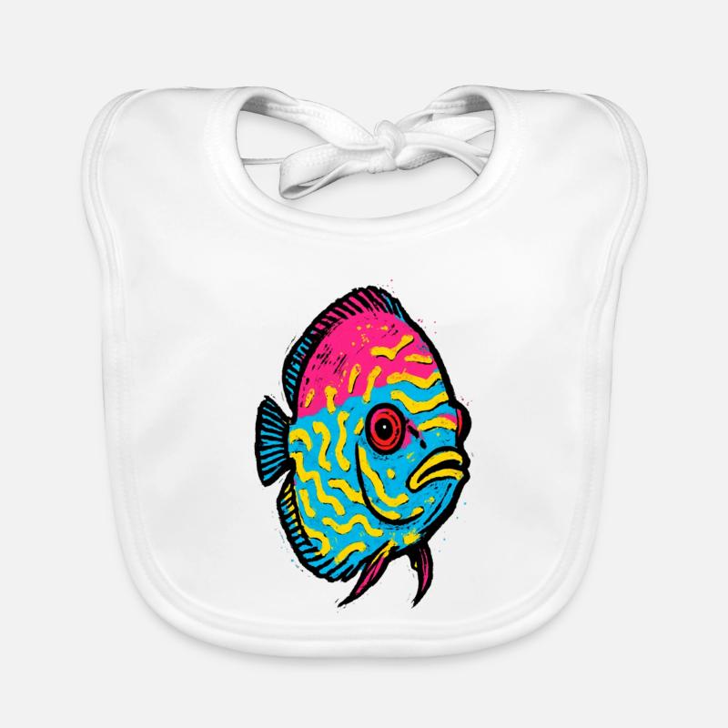 Pop Art Diskusfisch rosa und leuchtend gelb Baby Bio-Lätzchen