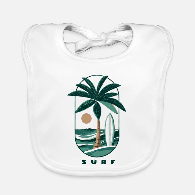 Palmier de surf et plage Bavoir bio Bébé