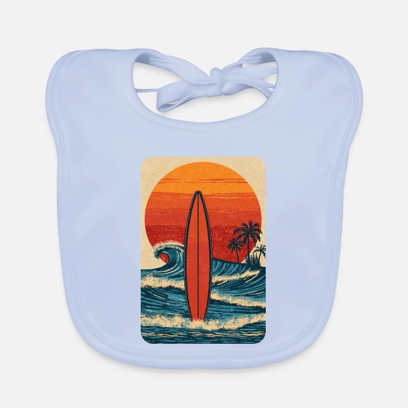 Surf au coucher du soleil Bavoir bio Bébé