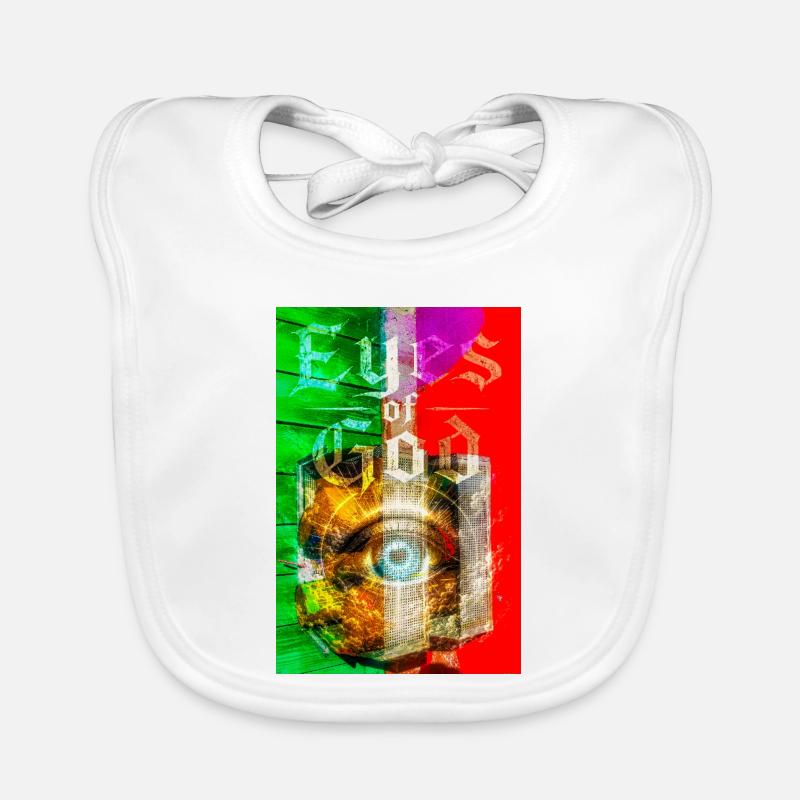 Neon Eye in Metal Circle Organic Baby Bibs