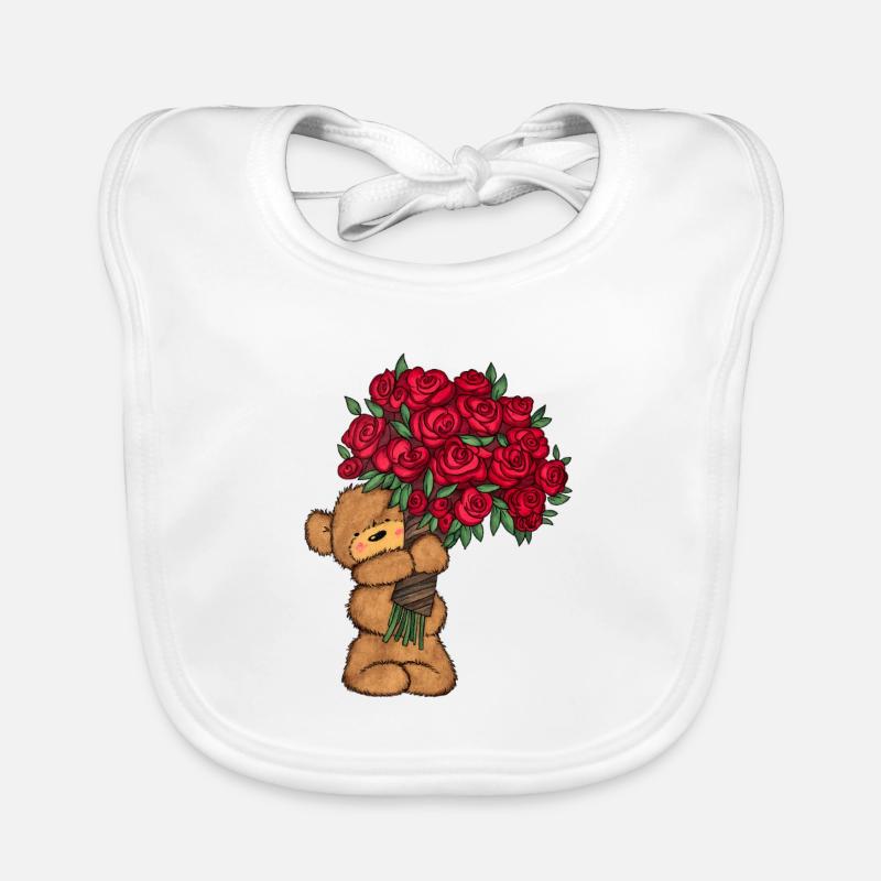 Baer_Blumen - Bavoir bio Bébé - blanc