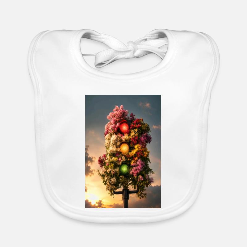 Floral Traffic Light Glow Organic Baby Bibs