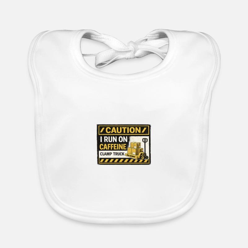 Patch de chariot élévateur alimenté à la caféine - Bavoir bio Bébé - blanc