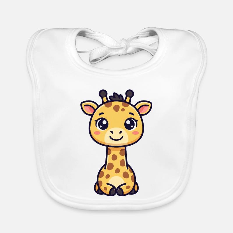 Girafe Chibi - Bavoir bio Bébé - blanc