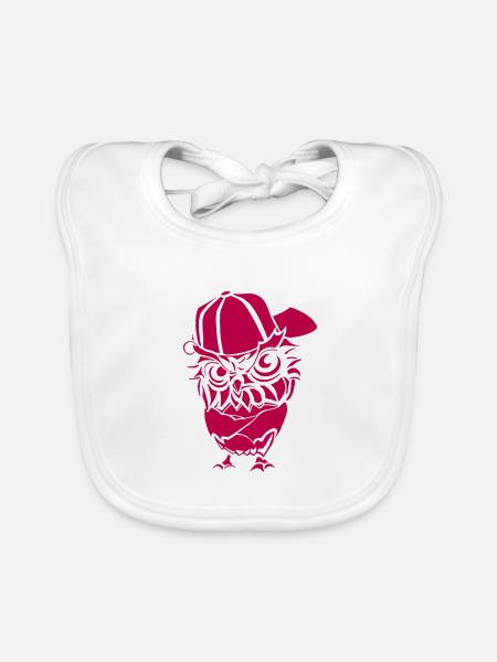 Hip Hopper Owl - Organic Baby Bibs - white - Front