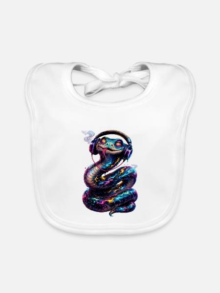 DropWild Ziggy the techno snake - Baby Bio-Lätzchen - Weiß