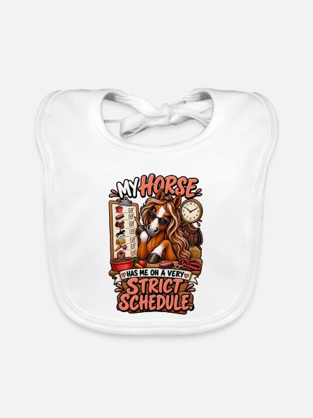 Horse Owner Strict Schedule - Baby Bio-Lätzchen - Weiß - Vorne