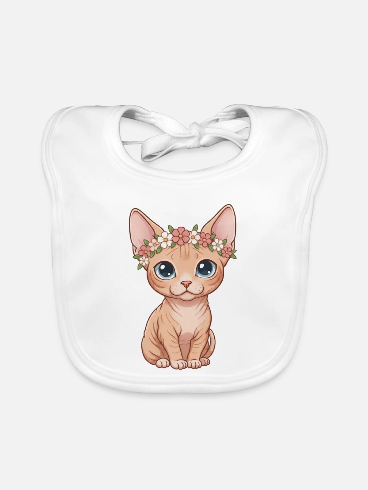 Sphynx Katze - Baby Bio-Lätzchen - Weiß - Vorne