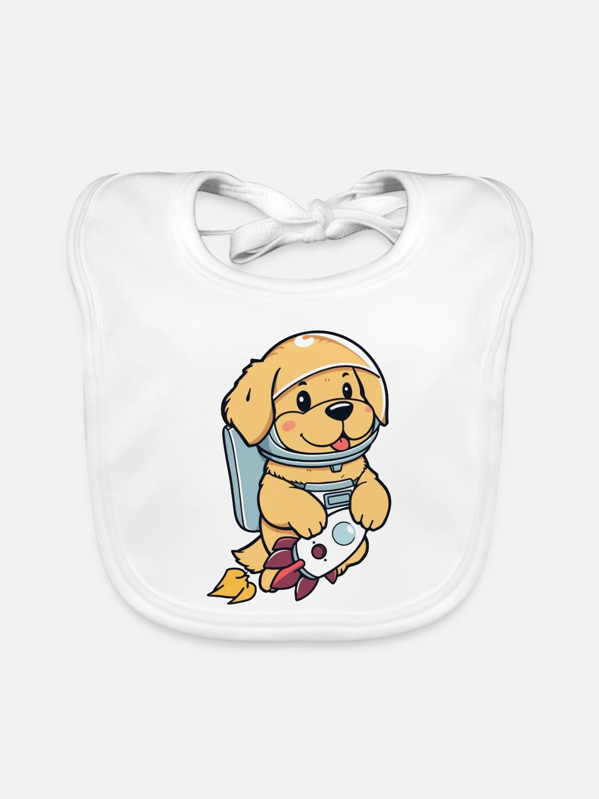 Astro Puppy - Baby Bio-Lätzchen - Weiß - Vorne