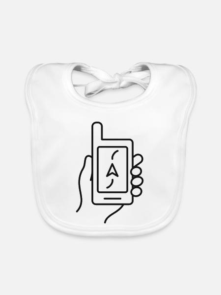 GPS im Handlinien-Symbol - Baby Bio-Lätzchen - Weiß - Vorne