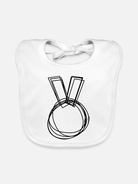 Medaille handgezeichnet - Baby Bio-Lätzchen - Weiß - Vorne