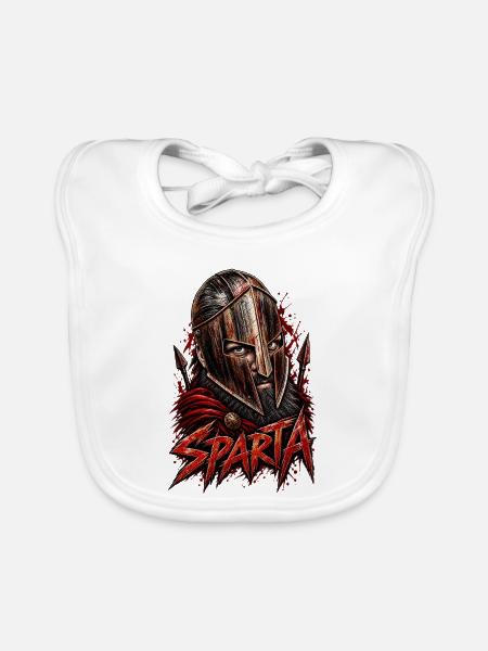 Spartanische Kriegermasken-Illustration - Baby Bio-Lätzchen - Weiß