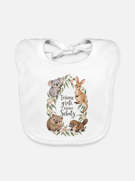 Träume groß Koala Känguru Australien Aquarell - Baby Bio-Lätzchen - Weiß - Vorne