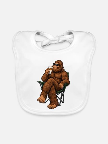 Bigfoot mit Latte Macchiato - Baby Bio-Lätzchen - Weiß - Vorne
