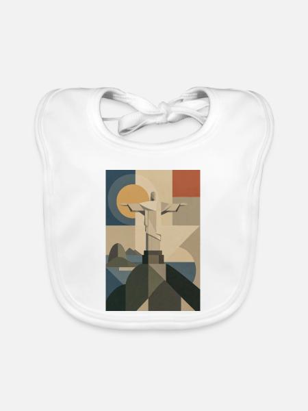 Cristo Redentor – Brasilien Retro Poster - Baby Bio-Lätzchen - Weiß - Vorne