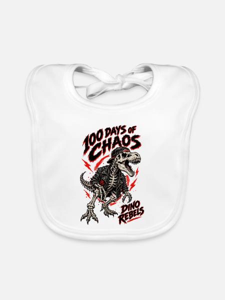100 Tage Chaos Dino Rebellen - Baby Bio-Lätzchen - Weiß - Vorne