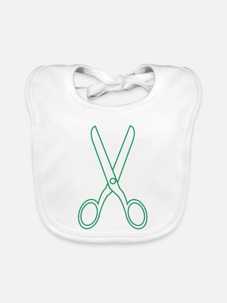 Schere - Baby Bio-Lätzchen - Weiß - Vorne