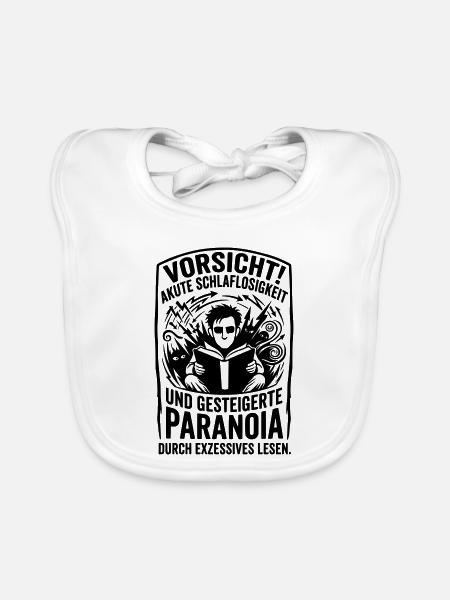 Thriller Leser Schlaflos Paranoia - Baby Bio-Lätzchen - Weiß - Vorne