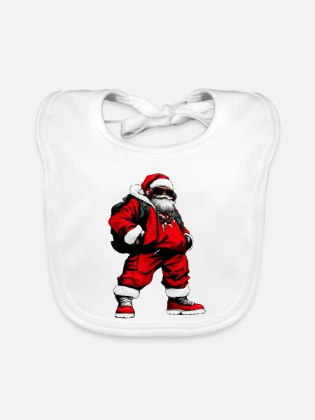 Weihnachtsmann Rapper Hip Hop - Baby Bio-Lätzchen - Weiß - Vorne
