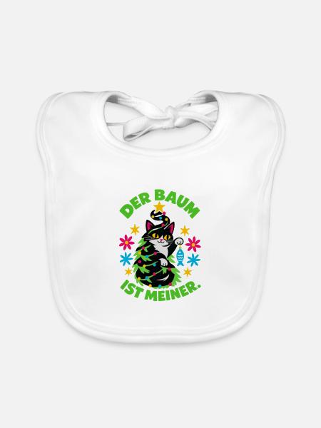 Der Baum gehört der Katze XMas Design S1 - Baby Bio-Lätzchen - Weiß