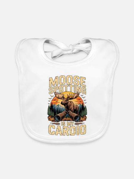 Vintage Moose Spotting Is My Cardio - Baby Bio-Lätzchen - Weiß