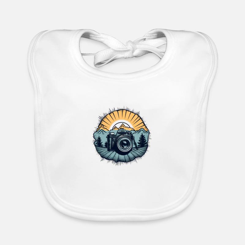 Logo de caméra rétro cool - Bavoir bio Bébé - blanc