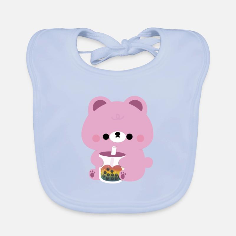 Pink Boba Bear Organic Baby Bibs