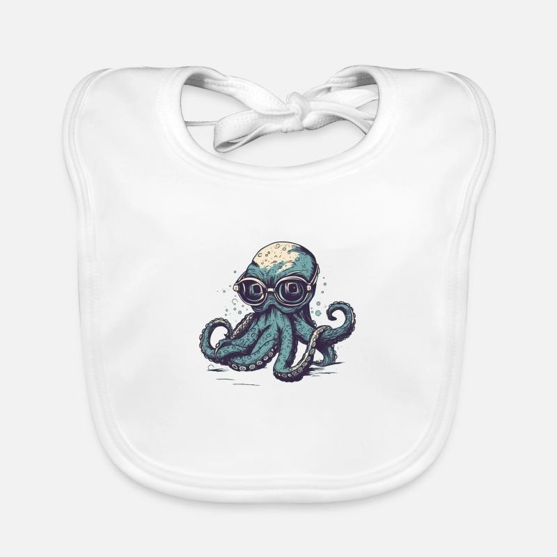 Nerdy Comic Oktopus mit Brille Baby Bio-Lätzchen