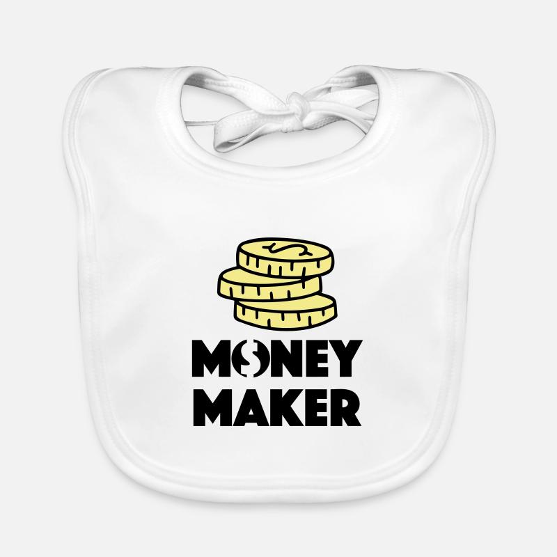GAGNER DE L’ARGENT BOURSE OR AMOUR CHERS MOTIFS Bavoir bio Bébé