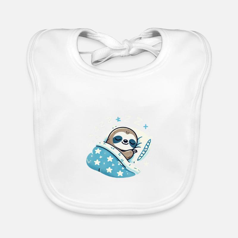 Sloth Sleeping In Bed At Night Time Baby Bio-Lätzchen