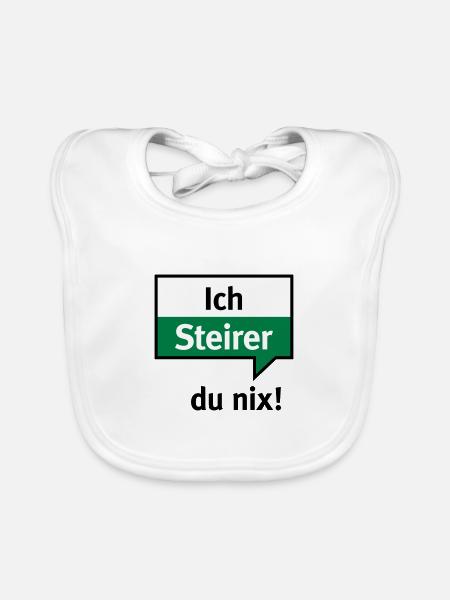 Ich Steirer – du nix - Baby Bio-Lätzchen - Weiß - Vorne