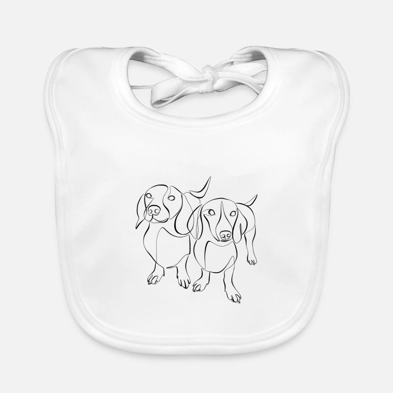 Dachshund, Dachshund, Dachshund, Wire-haired Dachshund Line Art Organic Baby Bibs