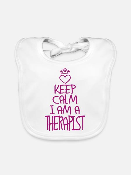 Keep Calm Therapeut cool Therapeut Geschenk - Baby Bio-Lätzchen - Weiß - Vorne