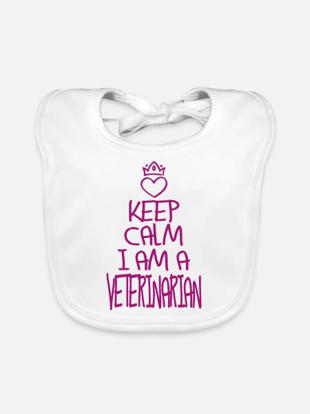 Keep Calm Tierarzt cool Tierarzt Geschenk - Baby Bio-Lätzchen - Weiß - Vorne