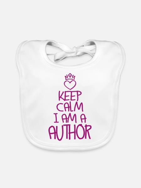 Keep Calm Author Cool Author Gift - Organic Baby Bibs - white - Front