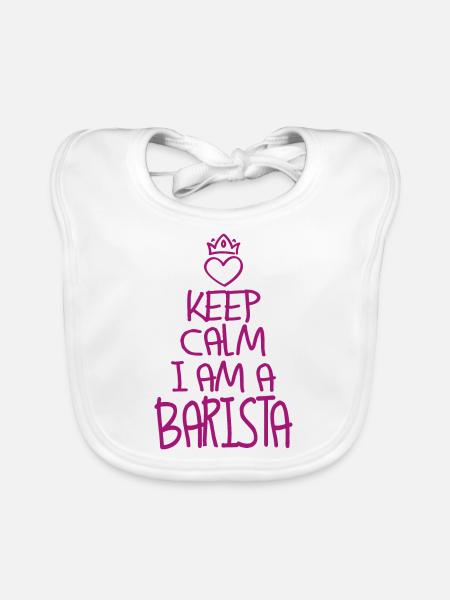 Keep Calm Barista cool Barista Cadeau - Bavoir bio Bébé - blanc - Devant