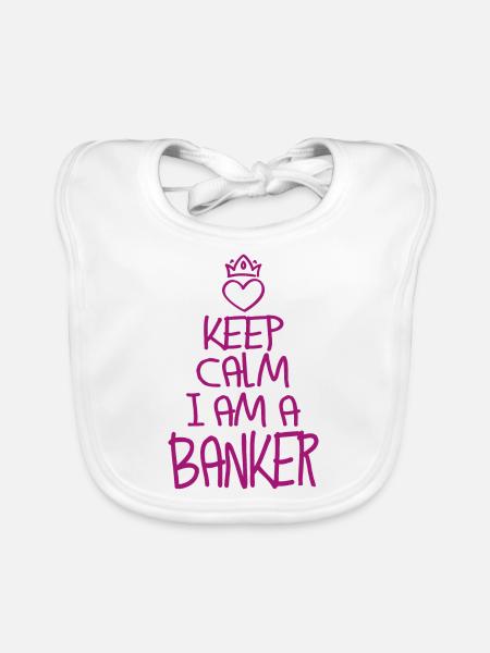 Gardez calme Banquier Cool Banker Cadeau - Bavoir bio Bébé - blanc - Devant
