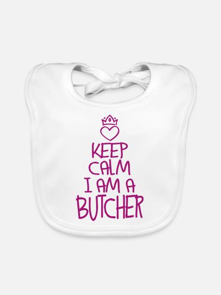 Keep Calm Butcher Cool Butcher Cadeau - Bavoir bio Bébé - blanc - Devant