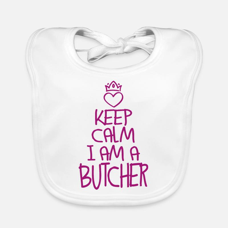 Keep Calm Butcher Cool Butcher Cadeau Bavoir bio Bébé