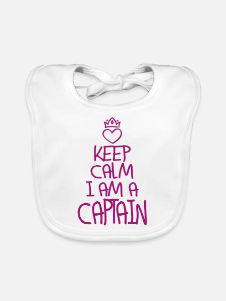 Keep Calm Captain Cool Captain Gift - Organic Baby Bibs - white - Front