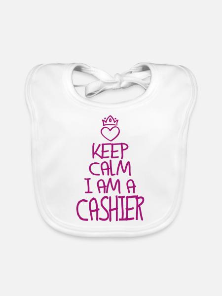Keep Calm Kassierer cool Kassierer Geschenk - Baby Bio-Lätzchen - Weiß - Vorne