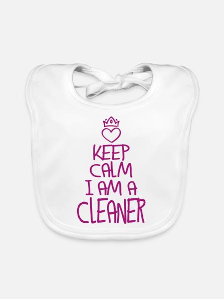 Keep Calm Cleaner - Organic Baby Bibs - white - Front