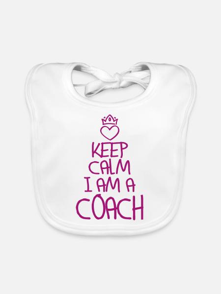 Gardez Calm Coach cool cadeau d’entraîneur - Bavoir bio Bébé - blanc - Devant