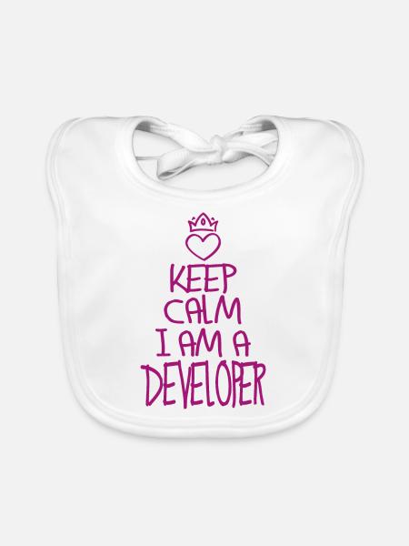 Keep Calm Software Developer Cool Gift - Organic Baby Bibs - white - Front
