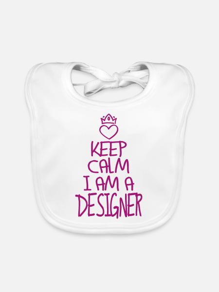 Keep Calm Designer cool designer gift - Organic Baby Bibs - white - Front