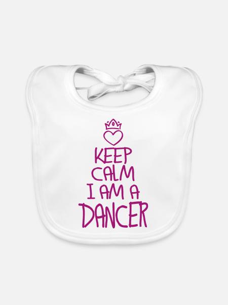 Keep Calm Tänzer cool Tänzer Geschenk - Baby Bio-Lätzchen - Weiß - Vorne